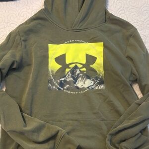 Under Armour Olive Hoodie with Mountain Graphic